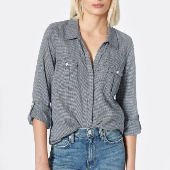 Joie Women's Booker Gingham Shirt Long Sleeve Button Front Front Pockets Small - Picture 1 of 6